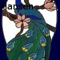 Pam W Hansen - Stained glass peacock - Glass